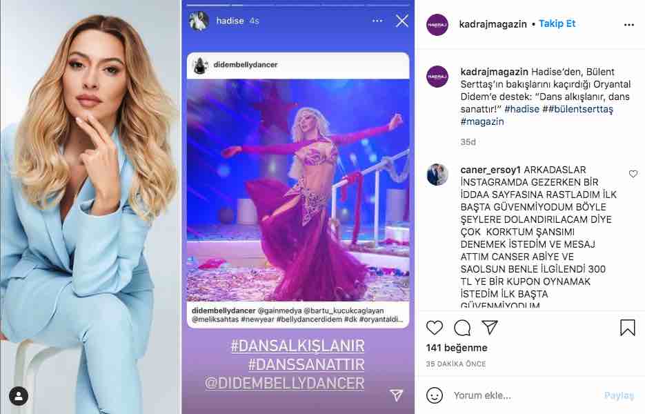 hadise dansoz didem kinaliya destek verdi